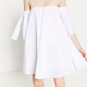 Zara white off shoulder dress with bows